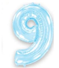 Фольгована кулька Flexmetal цифра «9» Блакитний 40"