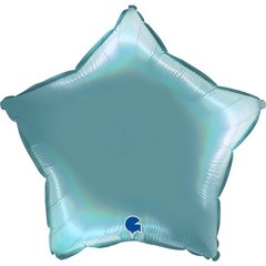 Фольгированный шар Grabo 18” Звезда Голографический платиновый Морская волна