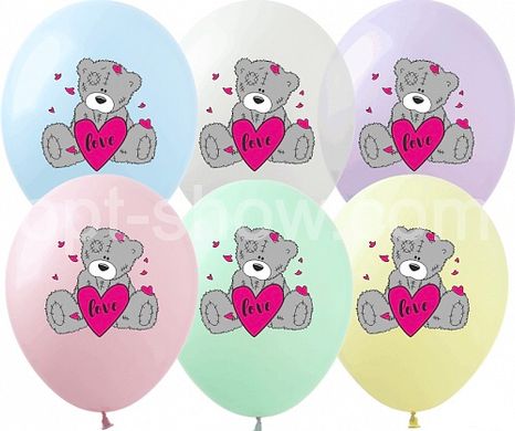 Латексный шар Art Show 12" SPR-40 Мишка Тедди с сердцем макарун (1 ст) (100 шт)