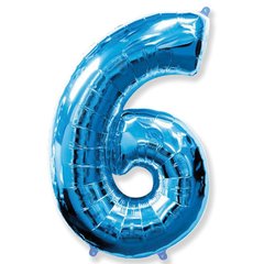 Фольгированный шар Flexmetal цифра «6» Синий 40"