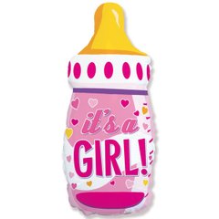 Фольгированный шар Flexmetal Большая фигура Бутылочка розовая IT'S A GIRL