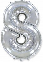 Фольгированный шар Flexmetal цифра «8» Серебро 32"