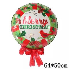 Фольгированный шар 18” круг Mary Christmas с бантиком Китай
