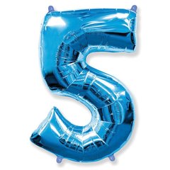 Фольгована кулька Flexmetal цифра «5» Синій 40"
