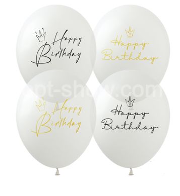 Латексна кулька Art Show 12" SDR-93 "Happy Birthday" Корони на прозорому (1 ст) (100 шт)