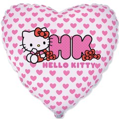 Фольгированный шар Flexmetal Сердце 18" Котенок Китти с сердцами Hello Kitty