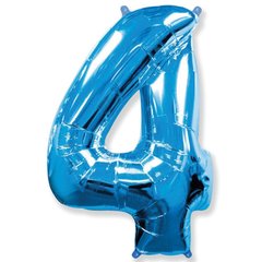 Фольгированный шар Flexmetal цифра «4» Синий 40"
