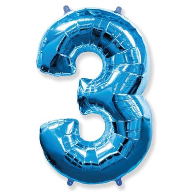 Фольгована кулька Flexmetal цифра «3» Синій 40"