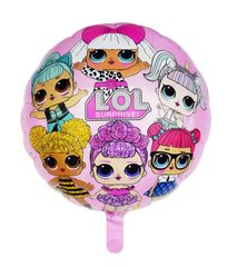 Фольгированный шар 18″ круг Куклы Лол на розовом (Китай)