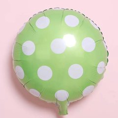 Фольгированный шар 18” круг горох полька Салатовый Китай