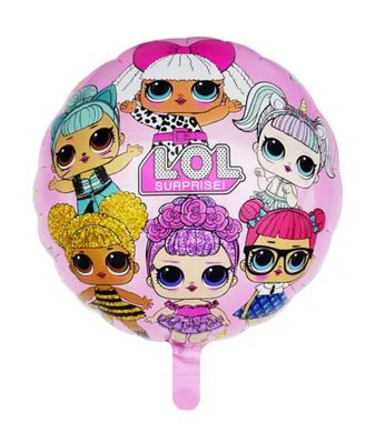 Фольгована кулька 18" коло Ляльки Лол на рожевому (Китай)