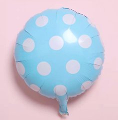 Фольгированный шар 18” круг горох полька голубой Китай