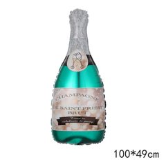 Фольгована кулька Велика фігура пляшка шампанського зелена/срібло (95см) (Китай)