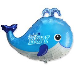 Фольгированный шар Flexmetal Большая фигура Кит малыш голубой