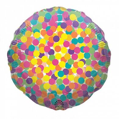 Фольгированный шар Art-Show Круг 18″ “Цветное конфетти ” (на прозрачном)