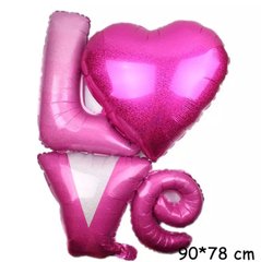Фольгована кулька Велика фігура LOVE рожева голограма (90см) (Китай)