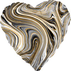 Фольгована кулька Anagram 18" серце агат чорний black marble
