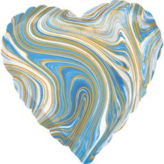 Фольгированный шар Anagram 18" сердце агат голубой blue marble