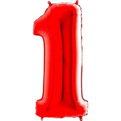 Фольгированный шар Grabo цифра «1» Красный 40" в уп