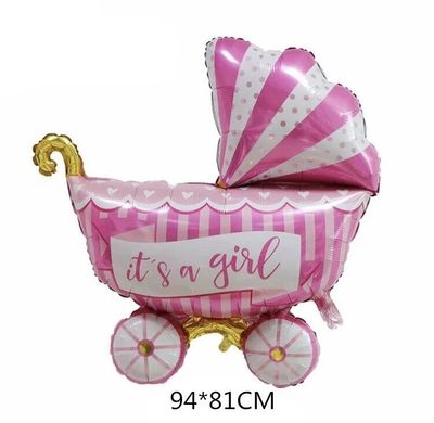 Фольгированный шар Большая фигура колясочка розовая #2 94 см (Китай)