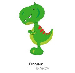 Фольгированный шар Большая фигура зелёный динозавр с красными полосками 94 см (Китай)