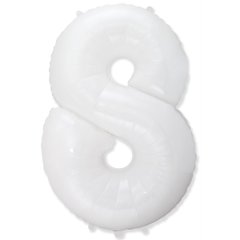 Фольгована кулька Flexmetal цифра «8» Біла White 40"