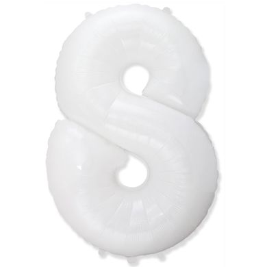 Фольгированный шар Flexmetal цифра «8» Белая White 40"