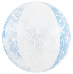 Фольгована Кулька 22” Сфера НГ сніжинки на блакитному (Китай)