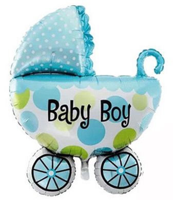 Фольгированный шар Большая фигура коляска голубая Baby Boy 110 см (Китай)