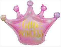 Фольгированный шар Большая фигура Корона розовая голография Little Princess (Китай)