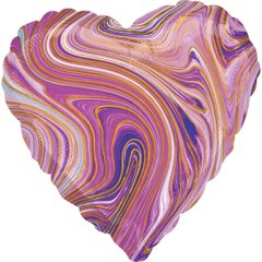 Фольгированный шар Anagram 18" сердце агат фиолетовый purple marble s18