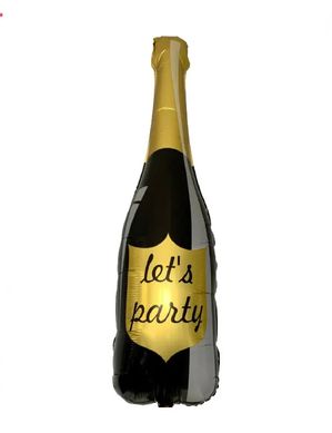 Фольгированный шар Большая фигура бутылка let’s party чёрная 100 см (Китай)