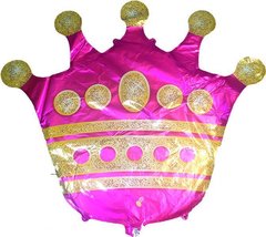Фольгована кулька Велика фігура Корона золото + фуксія (Китай)