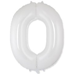 Фольгированный шар Flexmetal цифра «0» Белая White 40"