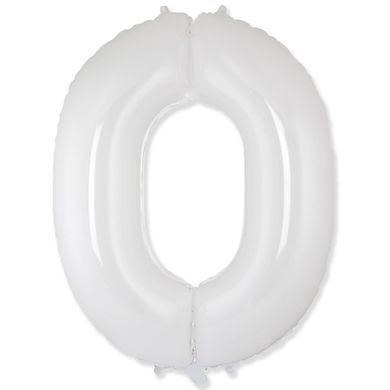 Фольгированный шар Flexmetal цифра «0» Белая White 40"