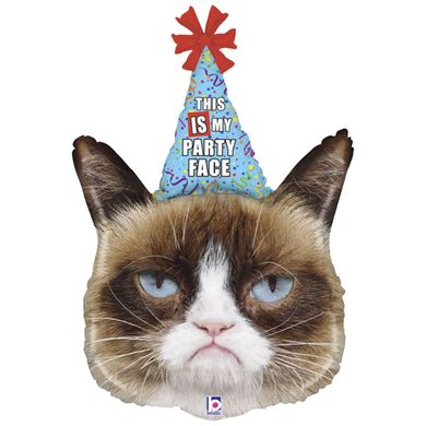 Фольгированный шар Grabo Большая фигура Грампи кэт ГРУСТНЫЙ КОТ в колпаке Сердитая кошка Grumpy cat.