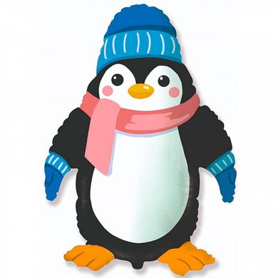 Фольгированный шар Flexmetal Большая фигура Пингвин в шапке