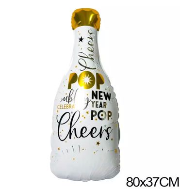 Фольгована кулька Велика фігура Нг пляшка шампанського біла (80см) (Китай)
