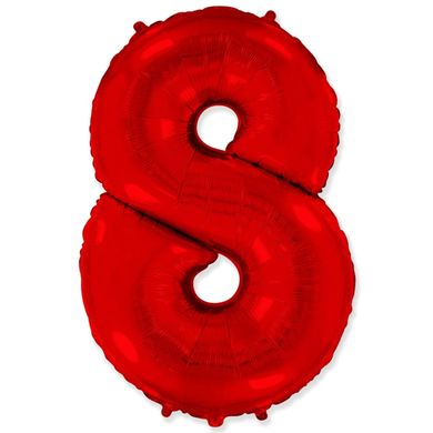 Фольгированный шар Flexmetal цифра «8» Красная 40"