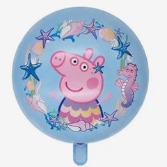 Фольгированный шар 18″ круг Свинка Пеппа в море (Китай)
