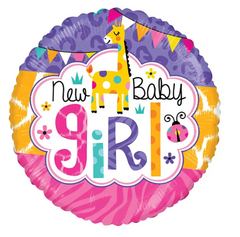 Фольгована кулька 18" Коло New baby girl рожевий (Китай)