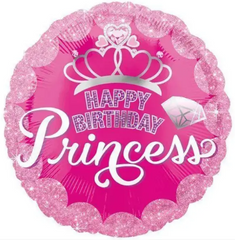 Фольгована кулька 18" Коло Happy Birthday princess рожевий (Китай)