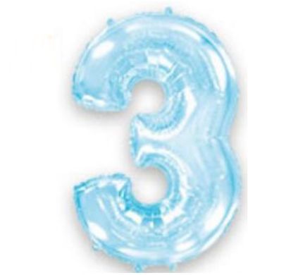 Фольгована кулька Flexmetal цифра «3» Блакитний 40"