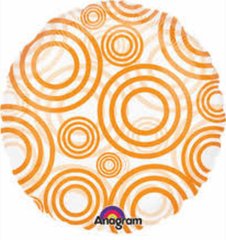 Фольгована кулька Anagram 18” круг оранжеві кола на прозорому