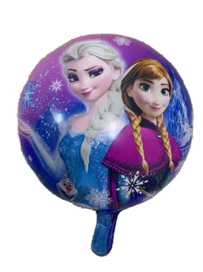 Фольгированный шар 18” круг Эльза и Анна с косами на фиолетовом фоне Китай