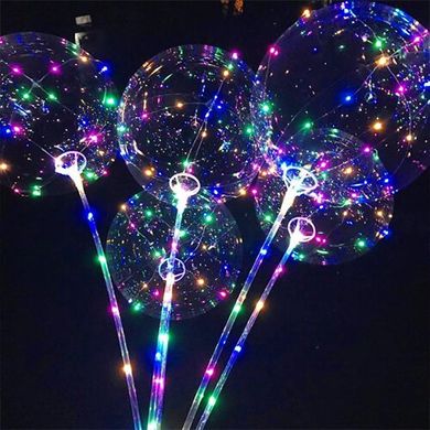 Воздушный шар Сфера Bubbles (баблс) 18” Прозрачный Светящийся на палочке 19” нг (Китай)