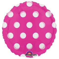 Фольгована кулька Anagram 18” круг рожеве у горошок