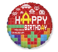Фольгована кулька Flexmetal 18” круг happy birthday кубики