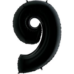 Фольгированный шар Grabo цифра «9» Чёрный 40" в уп