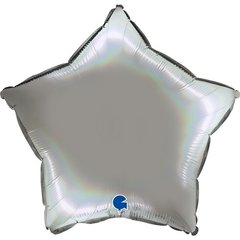 Фольгована кулька Grabo 18” Зірка Голографічний платиновий Срібло